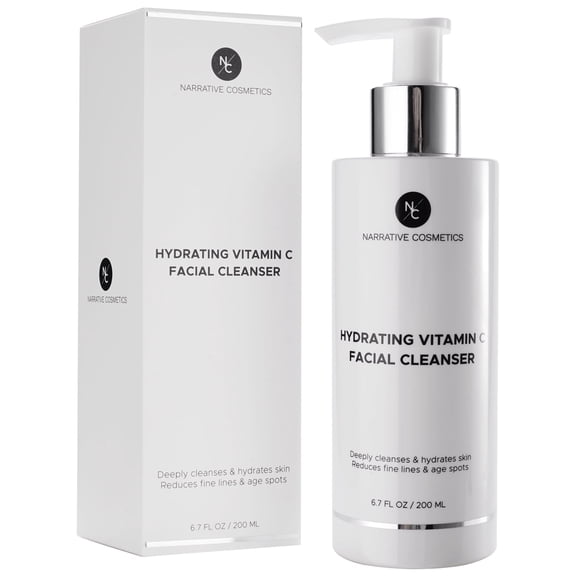 Narrative Cosmetics Vitamin C Face Wash Cleanser - Ultimate Water-Based Face Cleanser for Women - Anti-Aging and Gentle for All Skin Types- 6.7 Fl Oz (200ml)