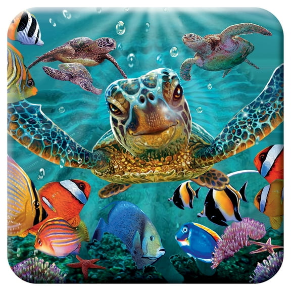 3D LiveLife Cork Coaster - Tiny Bubbles from Deluxebase. Lenticular 3D Sea Turtle Coaster