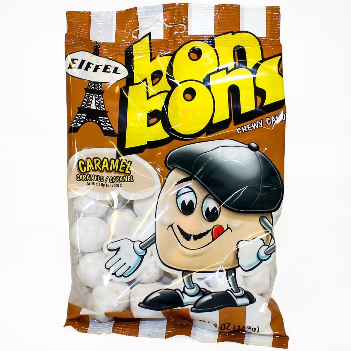 Eiffel Bon Bons Variety 5 Pack, 4 Ounce Each Pack of 5 Caramel, Blue Raspberry, Apple, Cherry & Strawberry, Chewy Candy Snack, The Hampton Popcorn & Candy Company