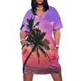 thumbnail image 1 of Vestido holgado con bolsillos para mujer trajes de playa de lujo Sunset and Palms Trees, 1 of 6