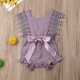 thumbnail image 2 of Infant New Born Girls Pure Romper with Ruffled Sleeves Big Bow, 2 of 8