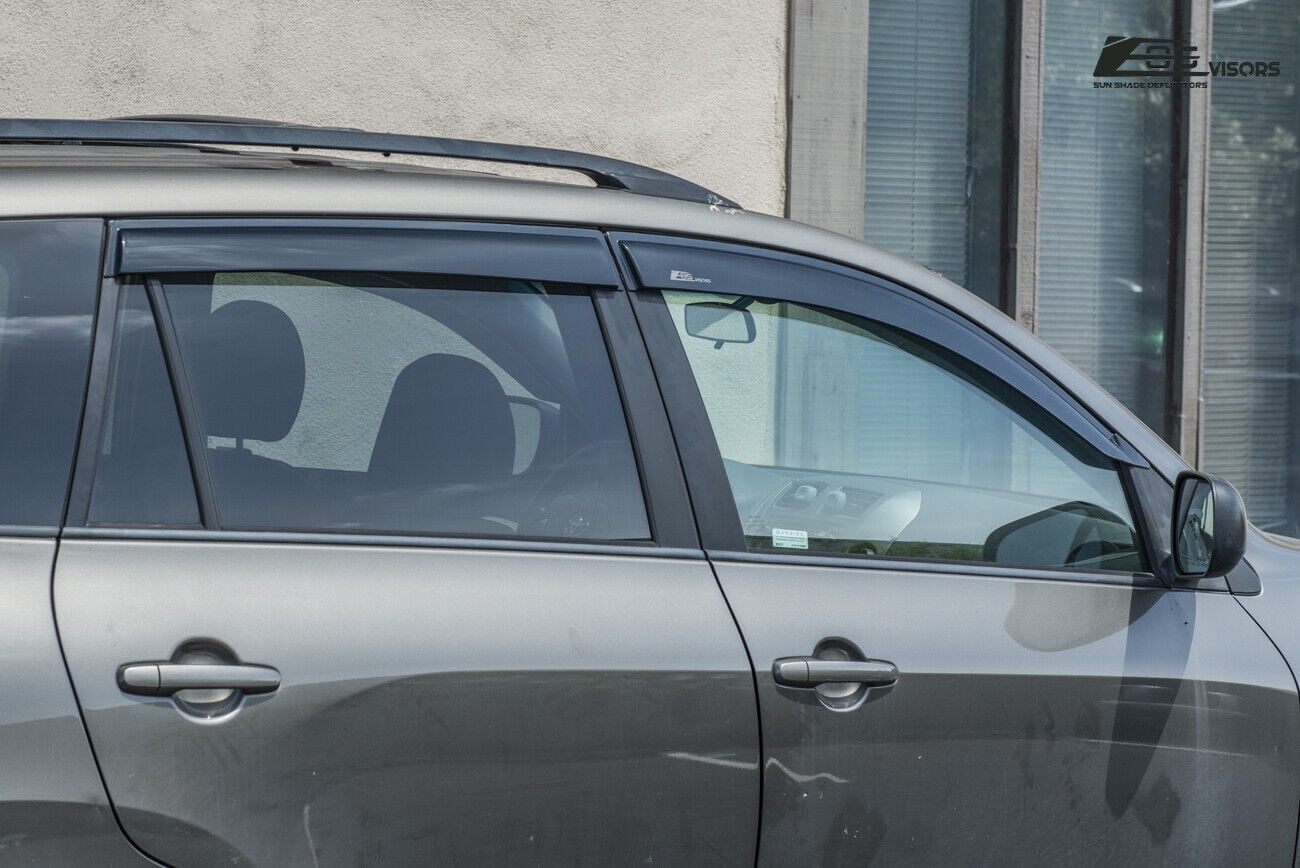 Replacement For 2006-2012 Toyota Rav4 | EOS Visors JDM Tape-On Style SMOKE TINTED Side Vents Window Deflectors Rain Guard DWV-V72