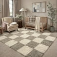 thumbnail image 2 of BERTHMEER 6'x9' Washable Shag Area Rugs for Bedroom Living Room Dorm Modern Checkered Contemporary Plush Soft Carpets Indoor Fuzzy Fluffy Throw Rugs, Gray, 2 of 8