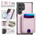 thumbnail image 2 of JEEHOOD Case For Samsung Galaxy S24 Ultra 5G, RFID Blocking, PU Leather,Compatible With MagSafe Detachable 2 In 1 Wallet With Built-in Push Card Holder,Kickstand Magnetic Protective Cover,Pink, 2 of 7
