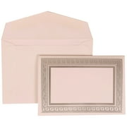 JAM Paper Wedding Invitation Set, Small, 3 3/8 x 4 3/4, Silver Border Card with White Envelope Silver Border, 100/pack