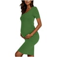 thumbnail image 2 of gakvbuo Maternity Dress For Photoshoot Womens Short Sleeve Breast-Feeding Maternity Nursing Dress Bodycon Pregnancy Scoop Neck Ruched Midi Fitted Dresses For Women 2036, 2 of 7