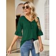 thumbnail image 2 of Blusa Ivicoer para mujer, cuello en V, acampanada, media manga, verde, talla M, 2 of 6