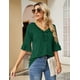 thumbnail image 2 of Blusa Ivicoer para mujer, cuello en V, acampanada, media manga, verde, talla M, 2 of 6