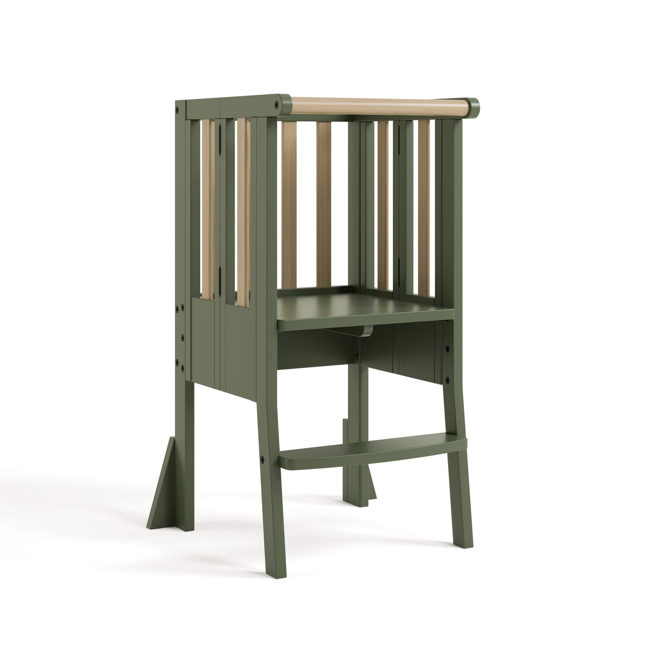 Storkcraft Toddler Montessori Foldable Step Stool - Olive and Driftwood