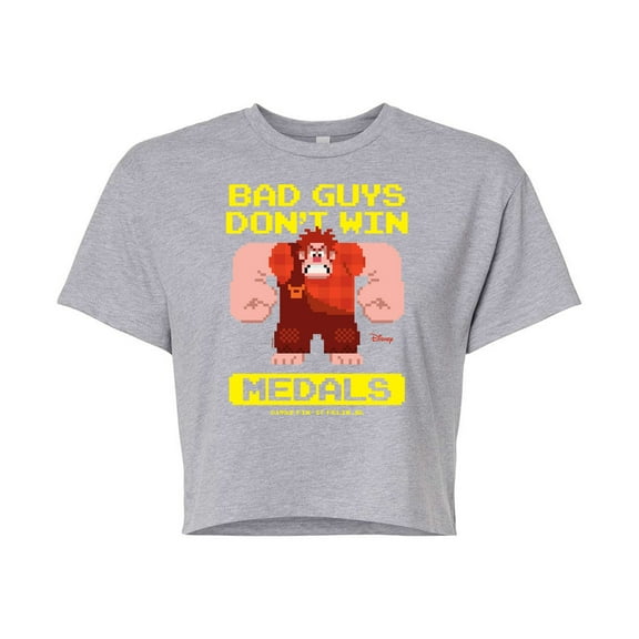 Disney Wreck It Ralph - Bad Guys Don’t Win Medals - Juniors Cropped Cotton Blend T-Shirt