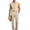 #0447-Khaki, variant on Ceisia Men Lapel Sleeveless Button Down Shirt and Belted Straight Leg Pants 2 Piece Linen Outfit Khaki XL Gift