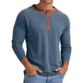 thumbnail image 2 of JWD Mens Henley Long Sleeve T-Shirt Cotton Casual Shirt US VG Blue M, 2 of 6
