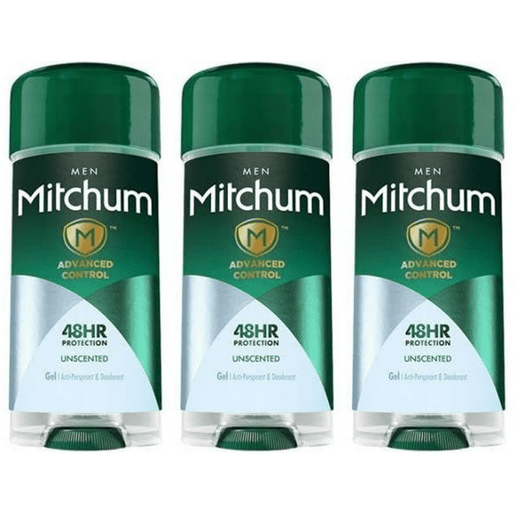 3 pack Mitchum Men Advanced Deodorant, Unscented, 3.4oz