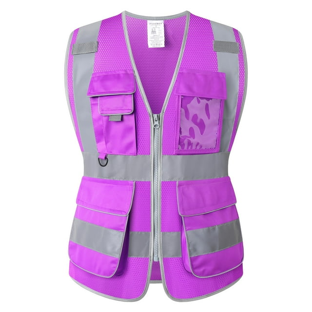 CNKOO Safety Vest for Women with Pockets Reflective Work Vest Breathable Durable High Visibility Vest Reflective Safety Vest Industrial Vest Breathable Vest Lightweight Constructi