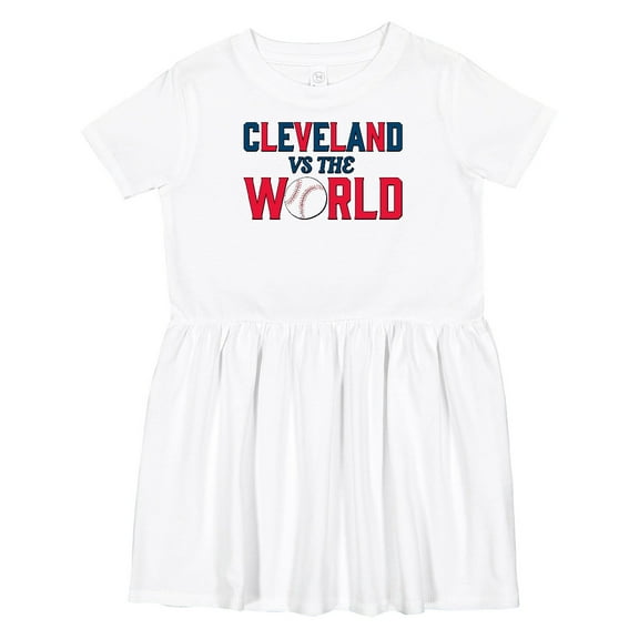 Inktastic Cleveland Vs. the World Blue and Red with Baseball Girls Toddler Dress