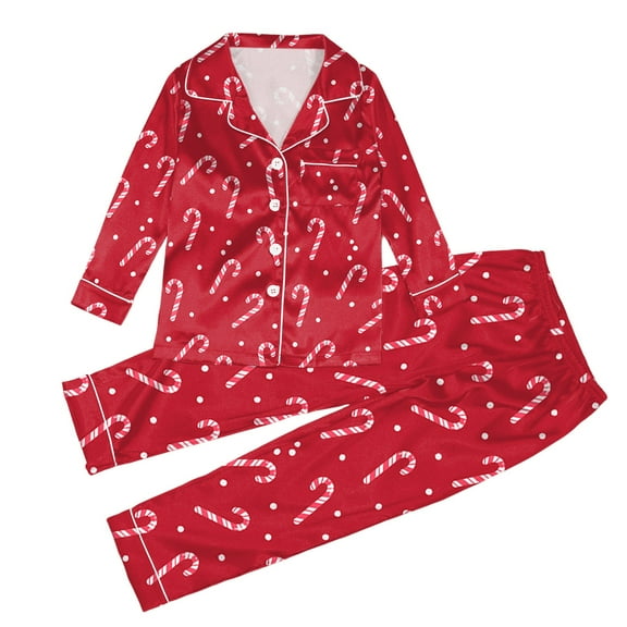 Mommy and Me Outfits Pajamas Christmas Silk Button Down Pj's Set Sleepwear Nightwear (Kid's)