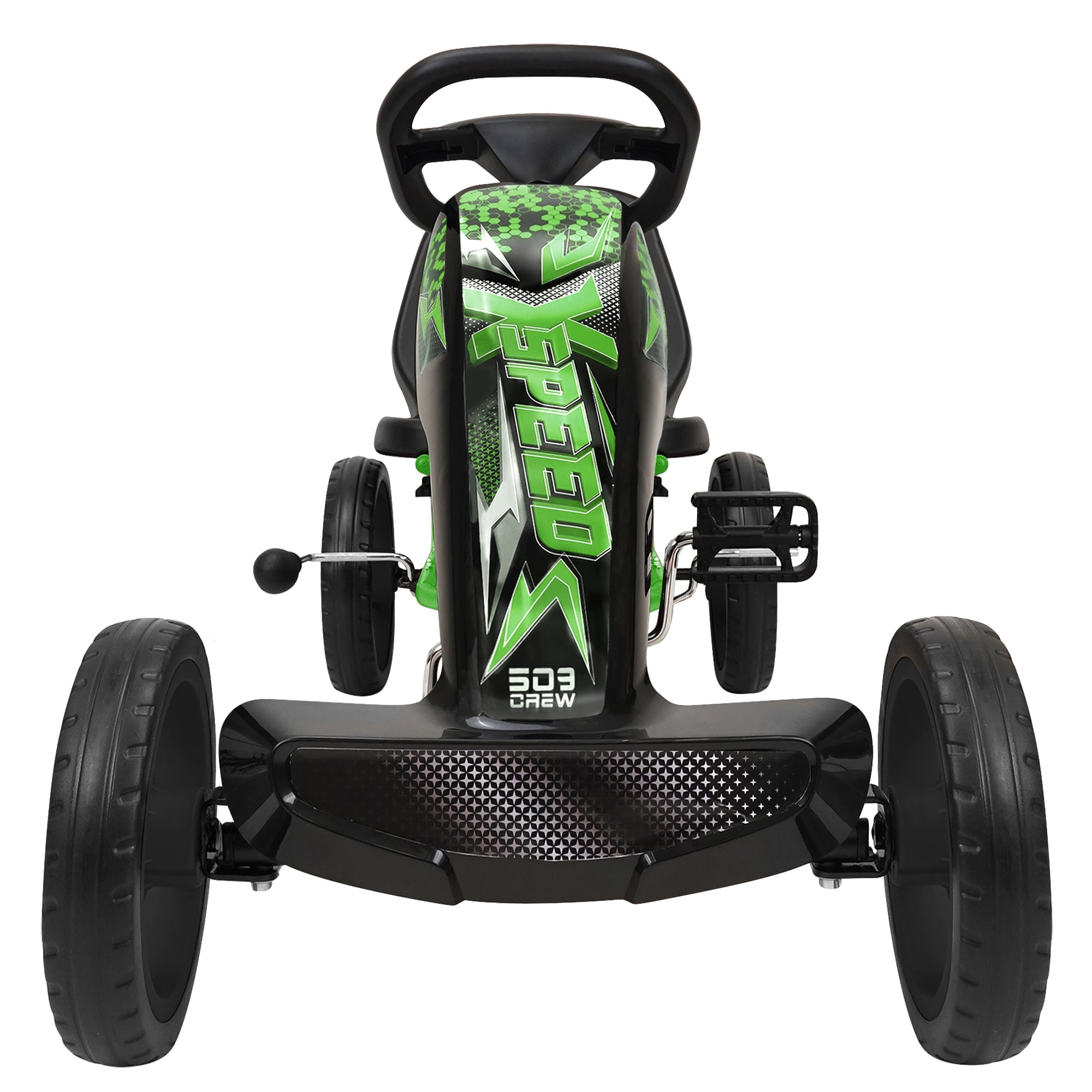 509 Crew XSpeed pedaal skelter - oranje, scooter, sportieve graphics aan de voorkant, verstelbare zitting, 4-spaakwielen met diameter van 25 cm, met handrem, vanaf 4 jaar