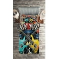thumbnail image 2 of Ambesonne Music Quilted Coverlet 2 Pcs, Collage Instrument Joyful, Twin Size, Multicolor, 2 of 2