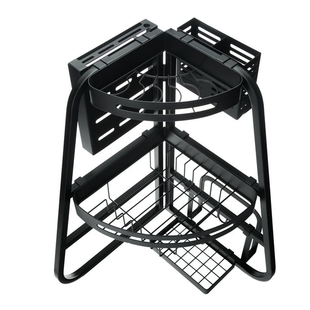 Over The Sink Dish Drying Shelf Rack 3-tier Triangular Corner Drainer Foldable Carbon Steel Dish Drainer Multifunctional Kitchen Organizer All-in-one ...