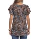 thumbnail image 5 of Blusa Estampada Manga Corta Verano Casual Cuello Pico Chiffon Top Mujer Casual Chifón Top Estampado Escote V Manga Corta Blusas Camisa Con Cordón Para Verano Flor Con Negro ANGGREK Flor con Fondo Negro XL, 5 of 6