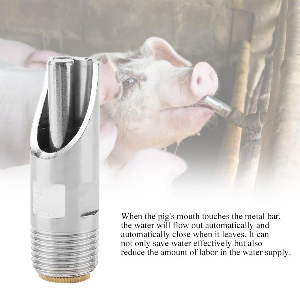 Qiilu 5pcs Stainless Steel Automatic Pig Nipple Drinker Waterer Copper