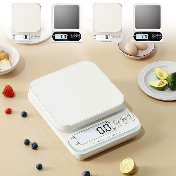Digital Kitchen Scale | Accurate Gram Weighing | Electronic Food Scale, High Precision Sensor, White Plastic, 17.5x13.5cm | Portable, Rechargeable, Tare, Waterproof Panel | Baking & Household Use