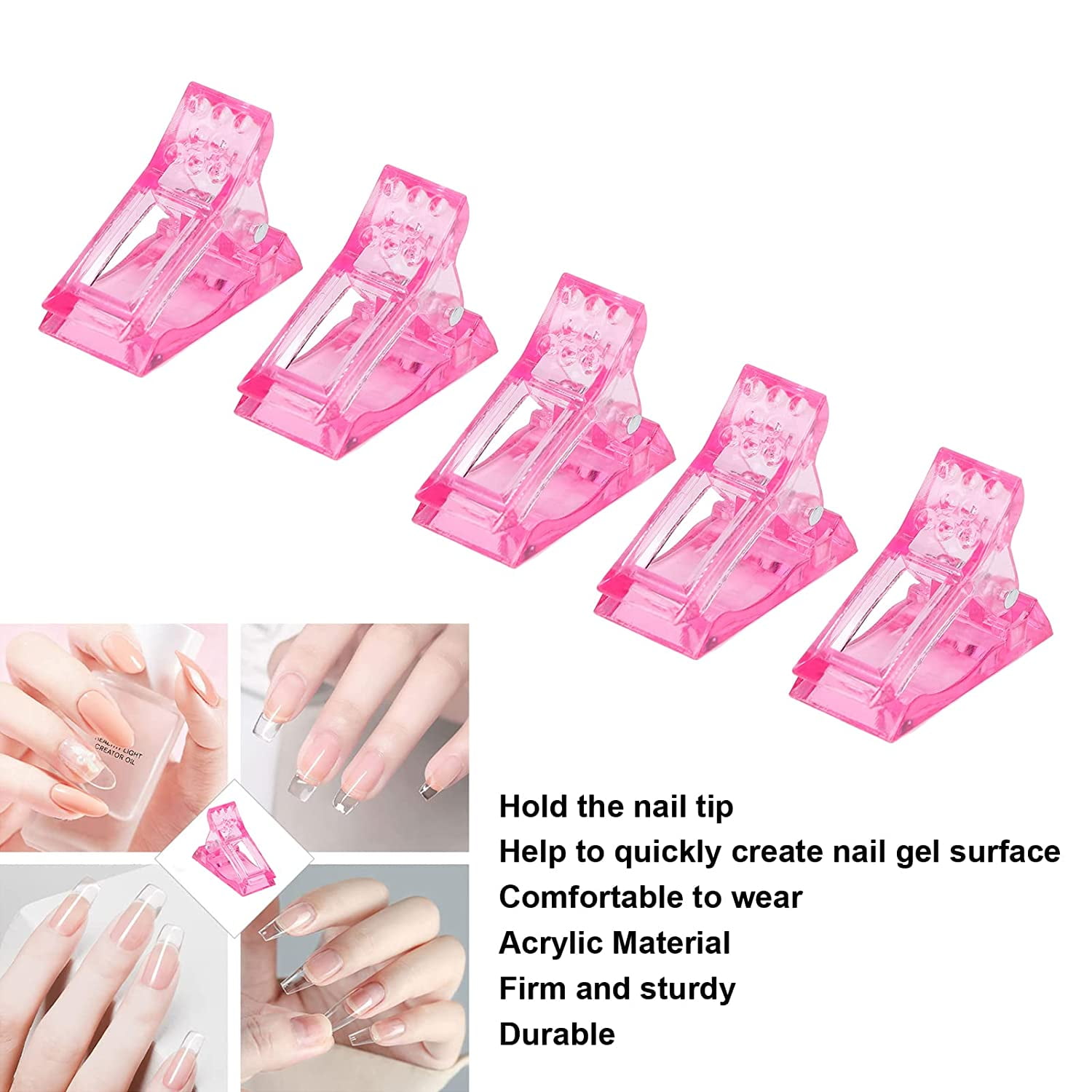 10pcs C Nail Extension Clips, Nail Tips Clips Lightweight Clolorful  Manicure Extension Clip Nail Pinching Clips Bag Clips Clips False Nails  File Binder Clips Nail Art Tool for DIY Manicure Nail Art -