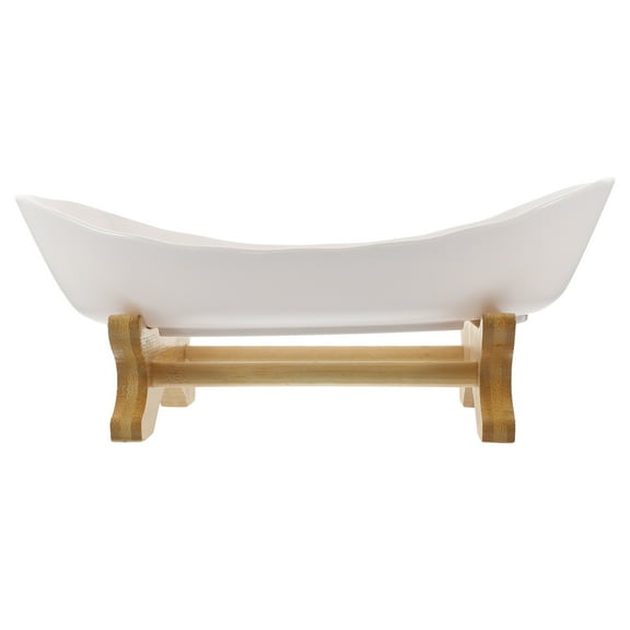 Wooden Candy Dish Home decor Vintage Cake Platter Bread Pan Plate Snack Bowl Household White