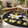 thumbnail image 4 of Honey Sweet Round Living Room Rugs 8 ft, Gnomes Bees Daisy Black Washable Large Area Rug with Non-Slip Sturdy Edge Binding Round Carpet for Dining Room Kitchen Office, 4 of 9