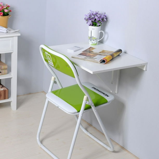 Sunyuan Wall Mounted Floating Folding Table Drop Leaf Dining Table Small Wooden Desk For Office Home Kitchen White Walmart Com Walmart Com