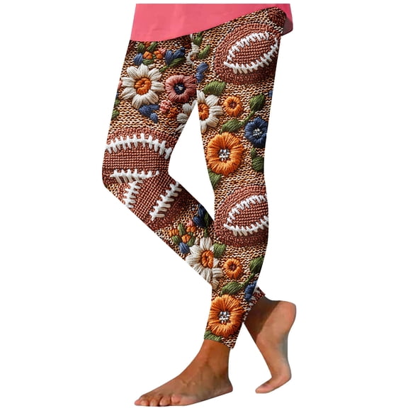 Ladies Leggings,Game Day Football Leggings for Women Football Season Yoga Pants Sunday Tummy Control Graphic Workout Leggings