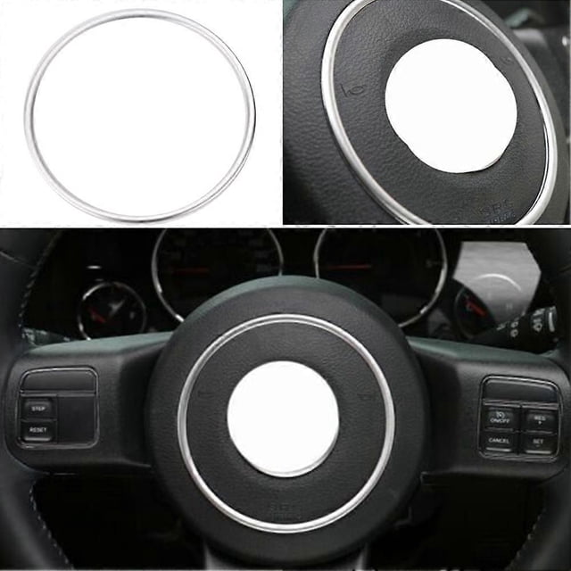 Silver Steering Wheel Center Trim For Compass 10-15 For Patriot 11-15 For Grand Cherokee 11-13 For JK Wrangle 11-17 Decor Trim