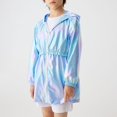 thumbnail image 4 of YunPes Toddler Girls Metallic Shiny Jacket Zip-Up Hooded Windbreaker with Elastic Waist Y2K Trendy Glitter Outdoor Clothes, 4 of 6