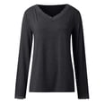 thumbnail image 5 of SRZYMJ Women's V Neck T Shirts for Women Lace Long Sleeve Cute Tops Fall Winter Dressy Business Casual Blouses Trendy Basic Tees, 5 of 8