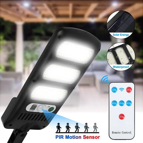 PURELY- 213Led Solar Street Light Pir Motion Sensor Outdoor Garden Yard Wall Lamp Remote