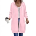 thumbnail image 2 of Long Hoodies for Women Fashion 2026 Full Zip Up Oversized Fleece Lightweight Casual Fall Jacket Coat with Pocket, 2 of 8
