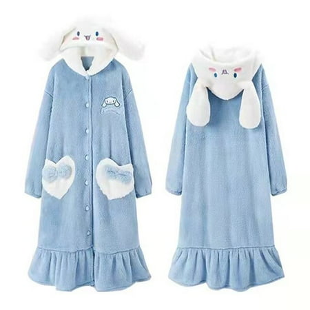 

PIKADINGNIS Cute Kawaii Animal Cosplay Pajamas Dog Nightgown For Women Girls Anime Cartoon Thick Warm Flannel Robes Hooded Sleepwear Pyjamas