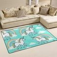 thumbnail image 2 of Dreamtimes Lightweight Non Slip Carpet Mats 60 x 39 inch (5'x 3'3"), Area Soft Rugs Floor Mat Rug Decoration for Kids Room Living Room Unicorn with Rainbow Clouds On Green, 2 of 6