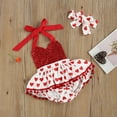 thumbnail image 3 of Fortune Valentine's Day Newborn Baby LOVE Heart Pompom Romper Dress Headband, 3 of 8