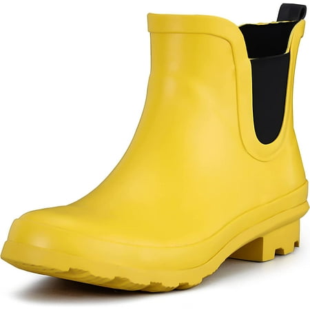 

Women‘s Short Rain Boots Yellow Anti-Slip Garden Boots Waterproof 10M