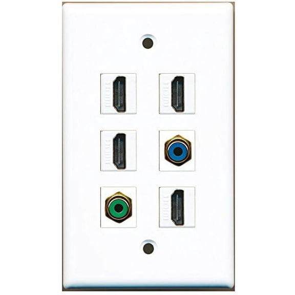 RiteAV - 4 HDMI 1 Port RCA Green 1 Port RCA Blue Wall Plate
