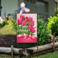 thumbnail image 3 of Rdsfhsp Happy Mother's Day Welcome Linen Garden Flag 12x18 inch Pink Tulips Small Yard Flag for Holiday Spring Summer Outside Decor, 3 of 5