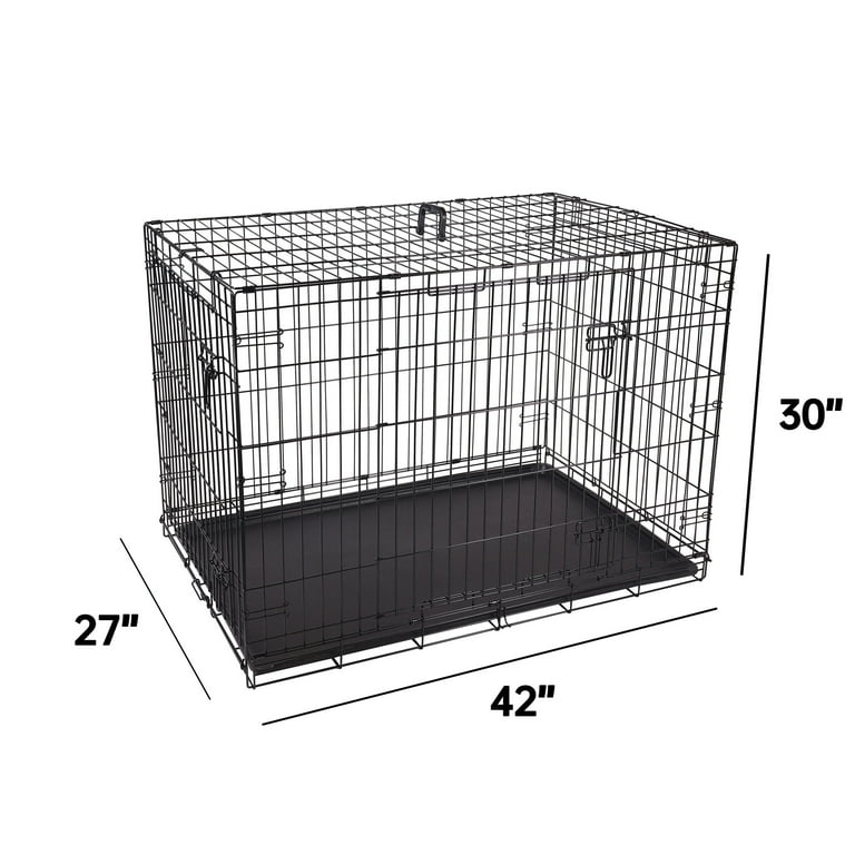 Vibrant Life Double Door Metal Wire 42 Dog Crate Leak Proof Pan and Divider for Dogs Upto 90 lb Walmart