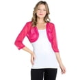 thumbnail image 5 of Fashion Secrets Junior's Sheer Chiffon Bolero Shrug Jacket Cardigan 3/4 Sleeve (XX Large, Magenta), 5 of 5