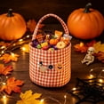 thumbnail image 4 of Ouuluon Sturdy Halloween Plaid Storage Basket, 9x9 inch Ghost Pumpkin Decorative Handheld Basket for Home Party, 4 of 6