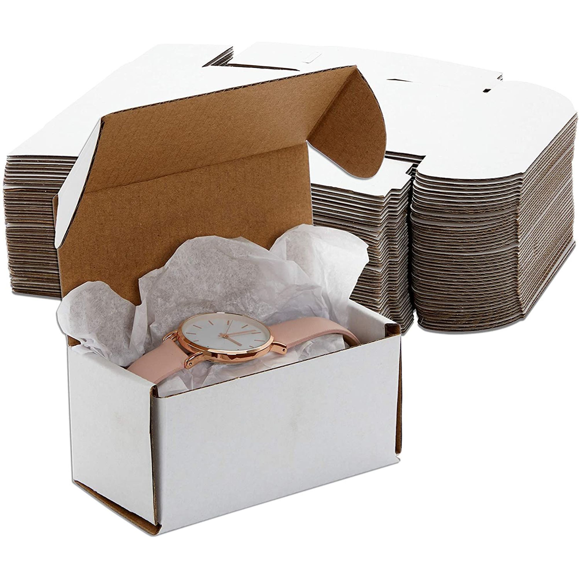50 Pack White Corrugated Mailers Boxes 2" x 4" x 2" Kraft Small Mailing