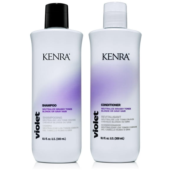 Kenra Ensemble Shampooing et après-Shampooing Violet Élimine les Tons Cuivrés Pigment Violet + Dépôt Neutralise le Jaune Hydrate les Cheveux Traités Améliore la Vibrance des Cheveux Blonds Ou Gris 10.1 fl. oz.