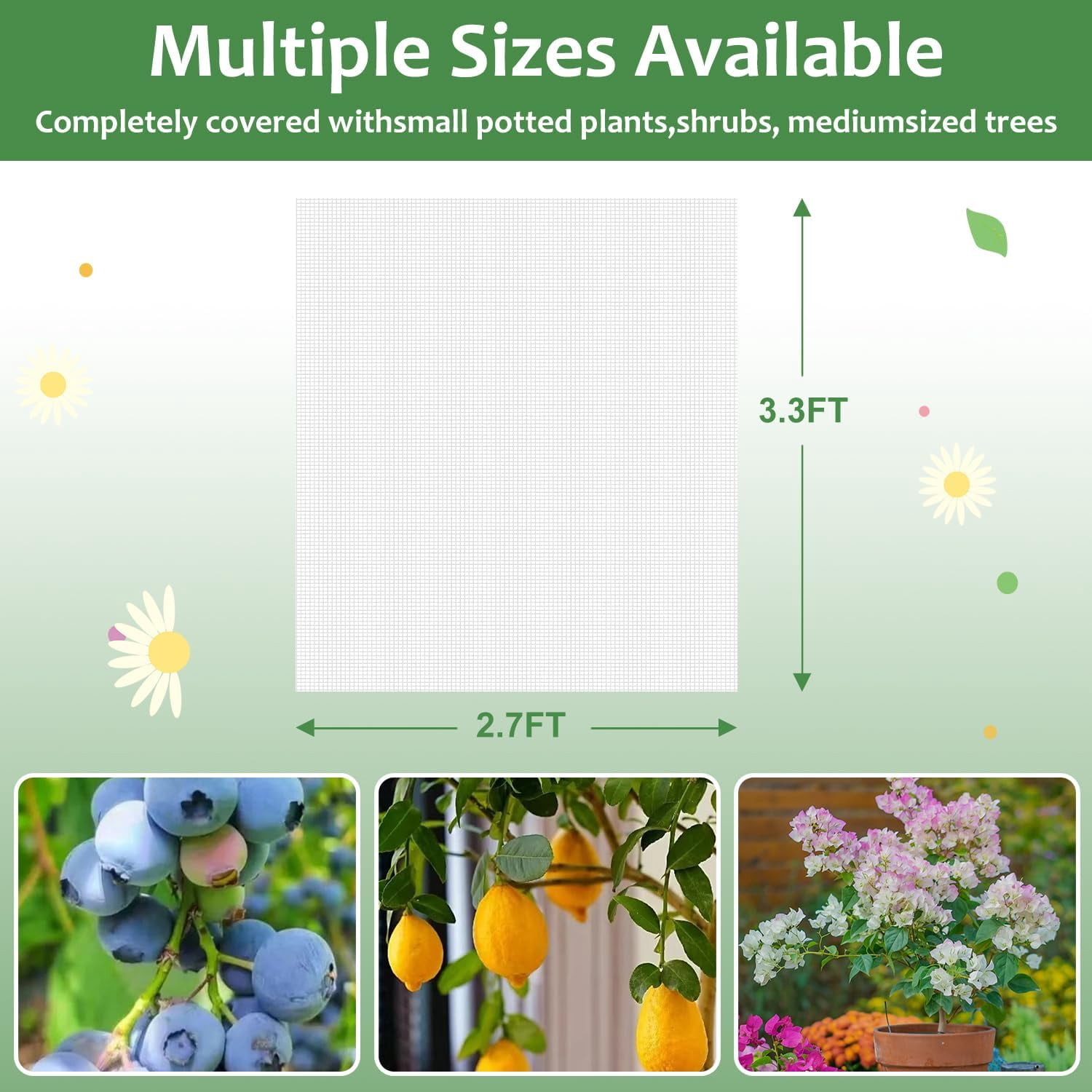 4PCS Netting for Garden Protection, BlueberryBush Netting Cover Insect Bird Barrier Mesh, TomatoProtective Cover with Drawstring Garden MeshNetting for Vegetables, Fruits, Trees, 2.7Ft x3.3Ft