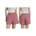 thumbnail image 4 of Aojekbee Women's Plaid Shorts Casual Loose Fitting Elastic Waist Shirred Ruffled Trim Short Pants Lounge Shorts, 4 of 10