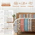 thumbnail image 6 of Boho Bedding Duvet Cover Set King Size 4 Pieces Retro Ethnic Vintage Floral Geometric Splicing Bedding Set with Zipper Closure, 1 Comforter Cover 92x106 Inches 1 Flat Sheet & 2 Pillow Cases, 6 of 7